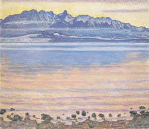 ストックホーンの鎖を持つトゥーン湖 作： Ferdinand Hodler